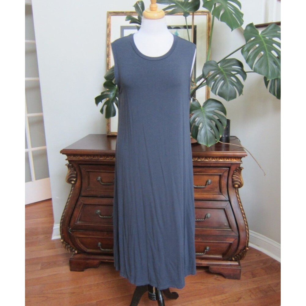 Eileen Fisher Blue Stretch Jersey Knit Tank Dress Size M